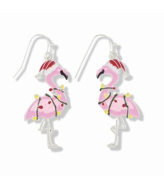 Periwinkle PINK HOLIDAY FLAMINGO EARRINGS