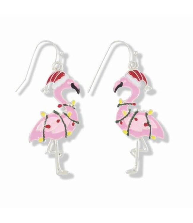 Periwinkle PINK HOLIDAY FLAMINGO EARRINGS