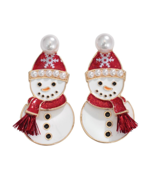 Periwinkle ENAMELED SNOWMEN WITH PEARL EARRINGS