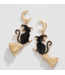 Periwinkle BLACK CATS ON BROOMS EARRINGS