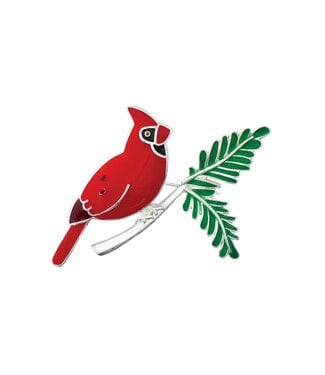 Periwinkle CARDINAL ON BRANCH PIN