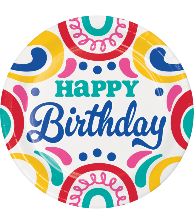 Creative Converting 8CT 9in BIRTHDAY SWIRLS