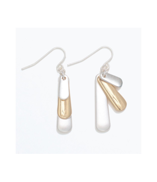 Periwinkle Earrings-Matte Silver & Gold Dangle