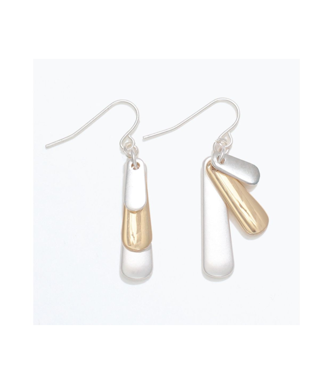 Periwinkle Earrings-Matte Silver & Gold Dangle