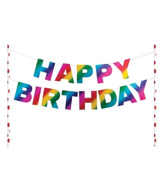 Creative Converting CAKE TOPPER WITH BANNER RAINBOW FOIL