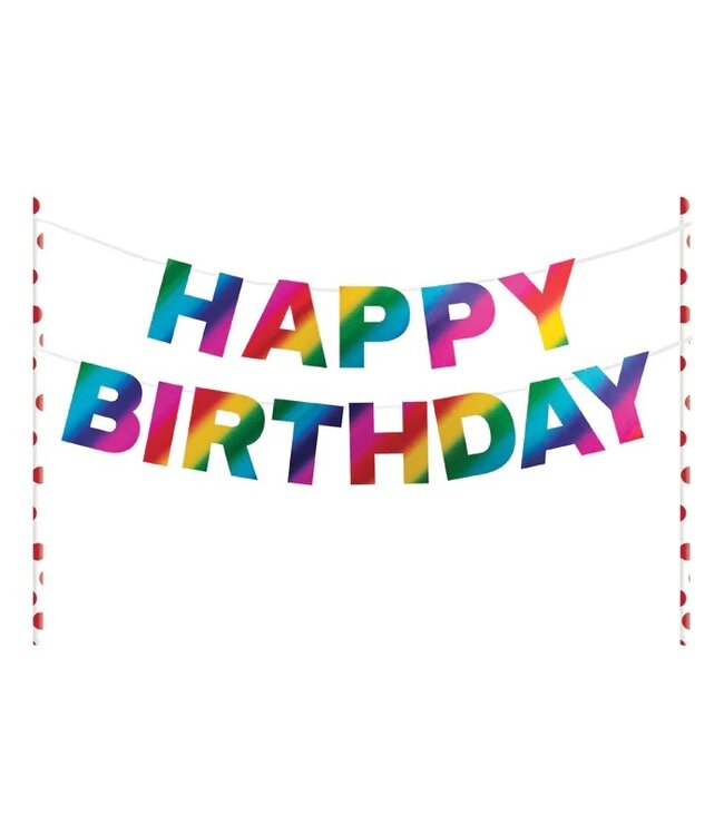 Creative Converting CAKE TOPPER WITH BANNER RAINBOW FOIL