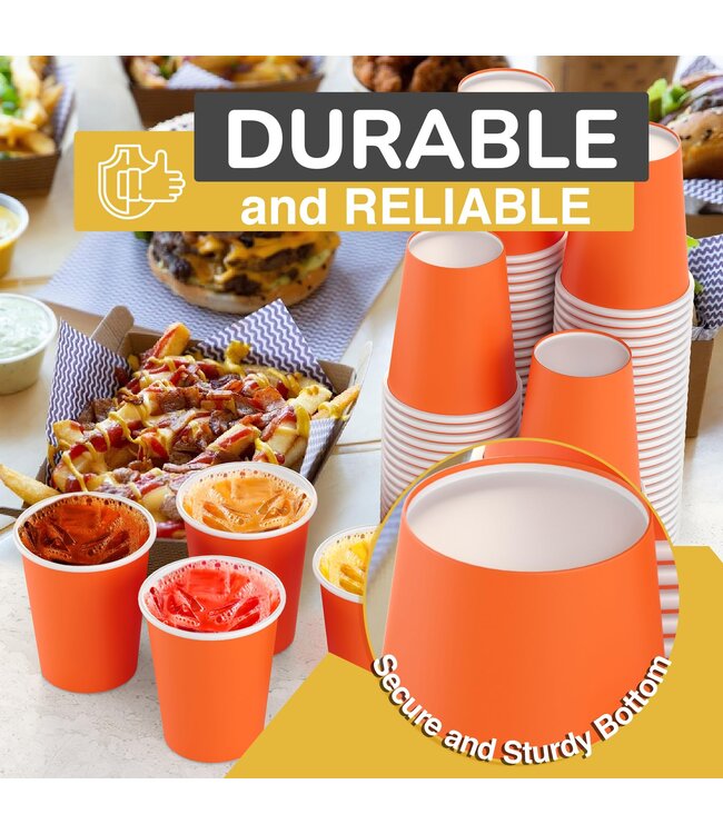 CROWN DISPLAY 100CT 9oz  PAPER CUPS ORANGE