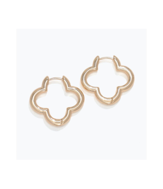 Periwinkle Earrings- Gold Clover Hoops