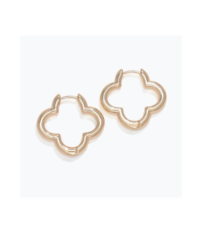 Periwinkle Earrings- Gold Clover Hoops