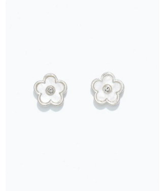 CUTIES EARRINGS WHITE FLOWER WITH CRYSTALS
