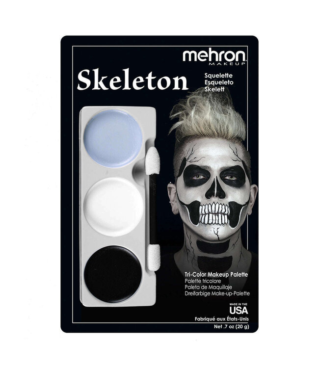 MEHRON Tri-Color Makeup Palette Skeleton