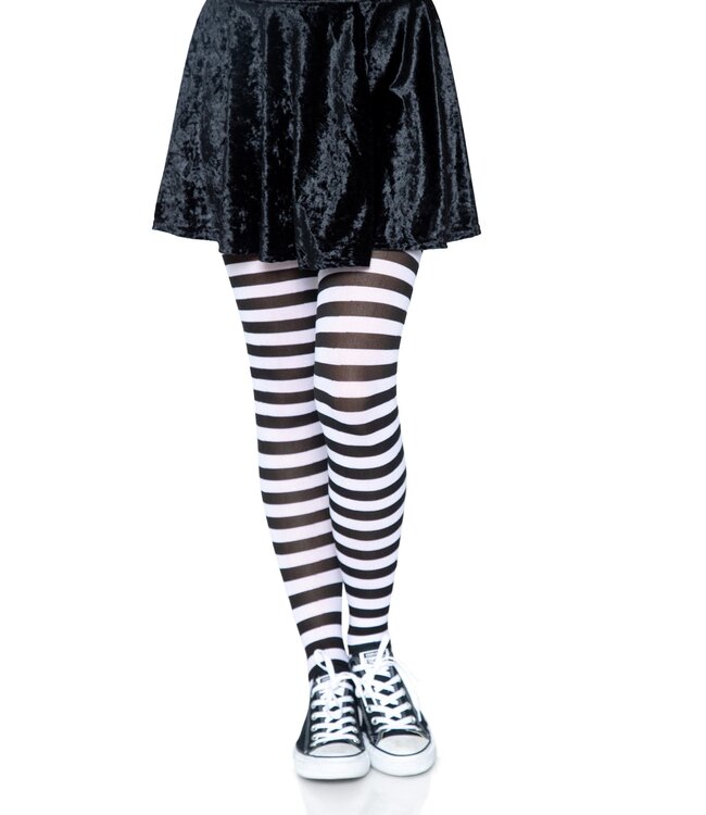 LEG AVENUE STRIPED TIGHTS BLACK/WHITE