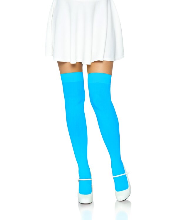 LEG AVENUE THIGH HIGHS NEON BLUE