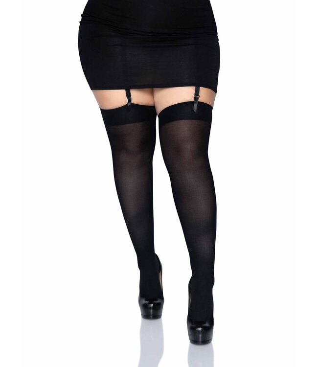 LEG AVENUE THIGH HIGHS BLACK PLUS