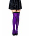 LEG AVENUE Black & Purple Striped Thigh Highs