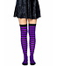 LEG AVENUE Black & Purple Striped Thigh Highs