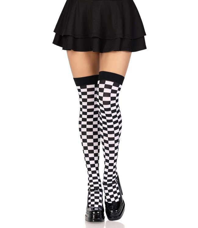 LEG AVENUE THI-HI CHECKERBOARD ONE SIZE