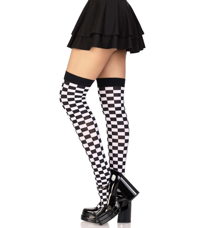 LEG AVENUE THI-HI CHECKERBOARD ONE SIZE