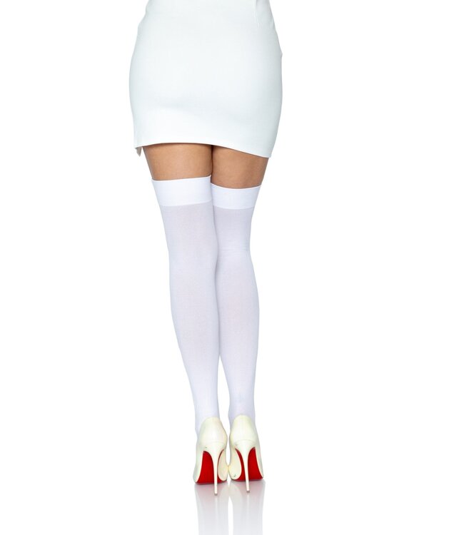 LEG AVENUE THIGH HI OPAQUE WHITE
