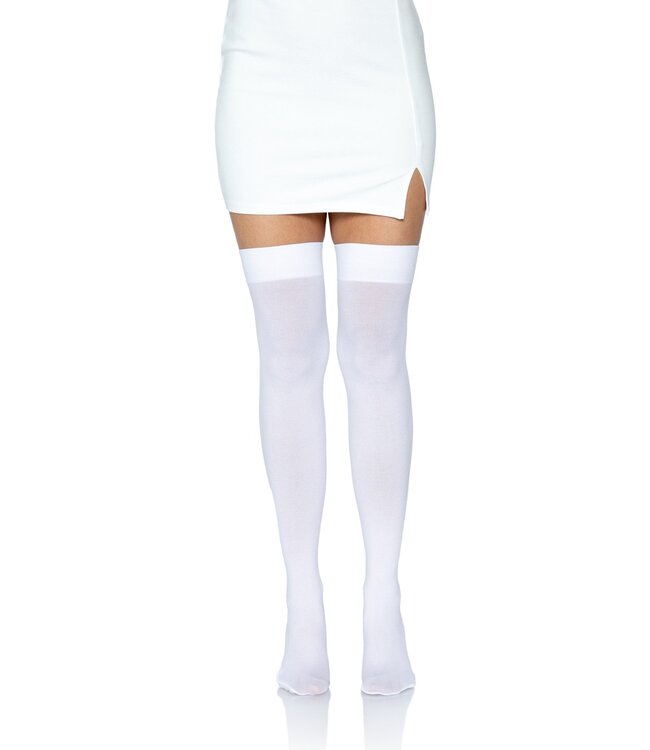 LEG AVENUE THIGH HI OPAQUE WHITE
