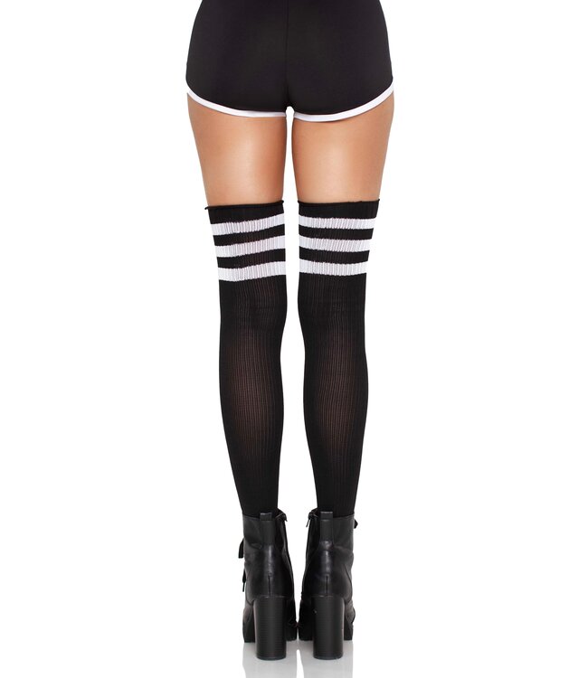 LEG AVENUE ATHLETE THIGH-HIGH WHITE/BLACK