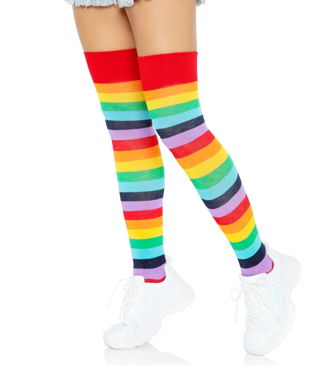 LEG AVENUE THIGH-HIGHS STRIPED RAINBOW