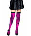 LEG AVENUE Black & Neon Pink Striped Thigh Highs
