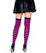 LEG AVENUE Black & Neon Pink Striped Thigh Highs