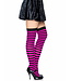 LEG AVENUE Black & Neon Pink Striped Thigh Highs