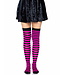 LEG AVENUE Black & Neon Pink Striped Thigh Highs