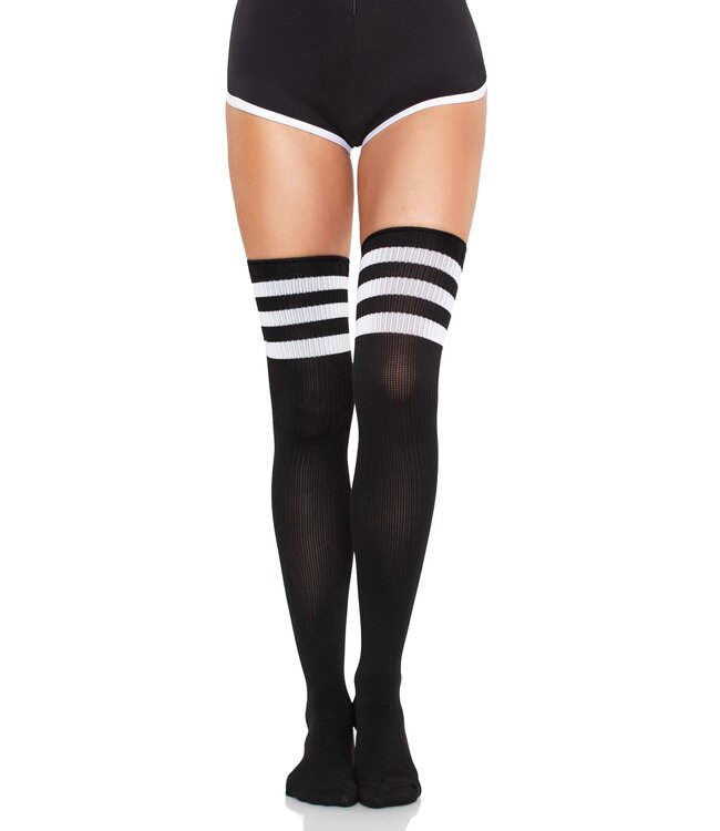 LEG AVENUE ATHLETE THIGH-HIGH BLACK/WHITE