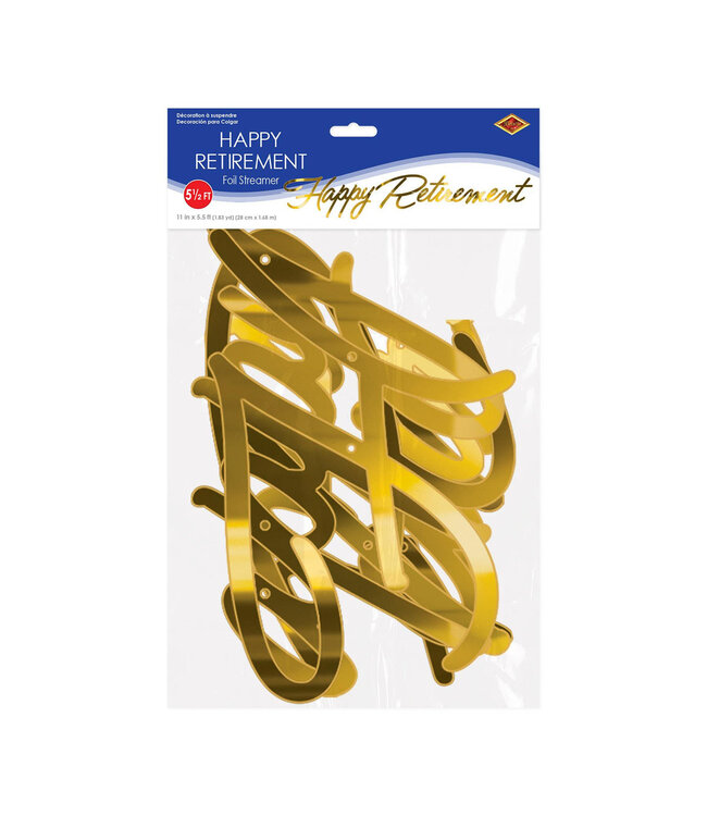 BEISTLE Foil Happy Retirement Streamer - 5.5 Foot