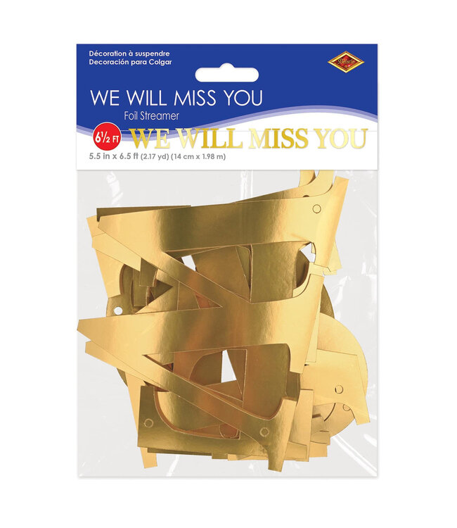 BEISTLE Foil We Will Miss You Streamer - 6.5 Foot