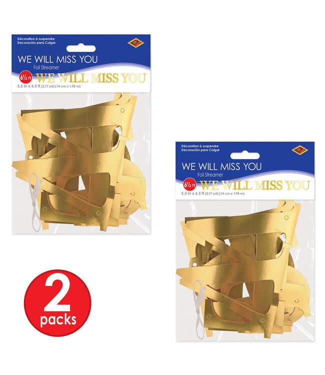 BEISTLE Foil We Will Miss You Streamer - 6.5 Foot