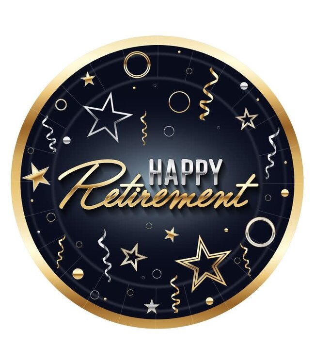 BEISTLE Happy Retirement Plates - 8 Count - 7 Inch
