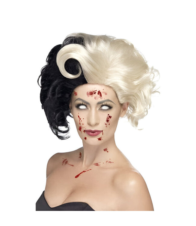 SMIFFY'S Deluxe Evil Madame Wig, Black & Blonde