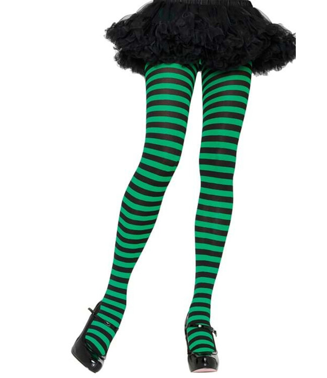 LEG AVENUE STRIPED TIGHTS BLACK/GREEN
