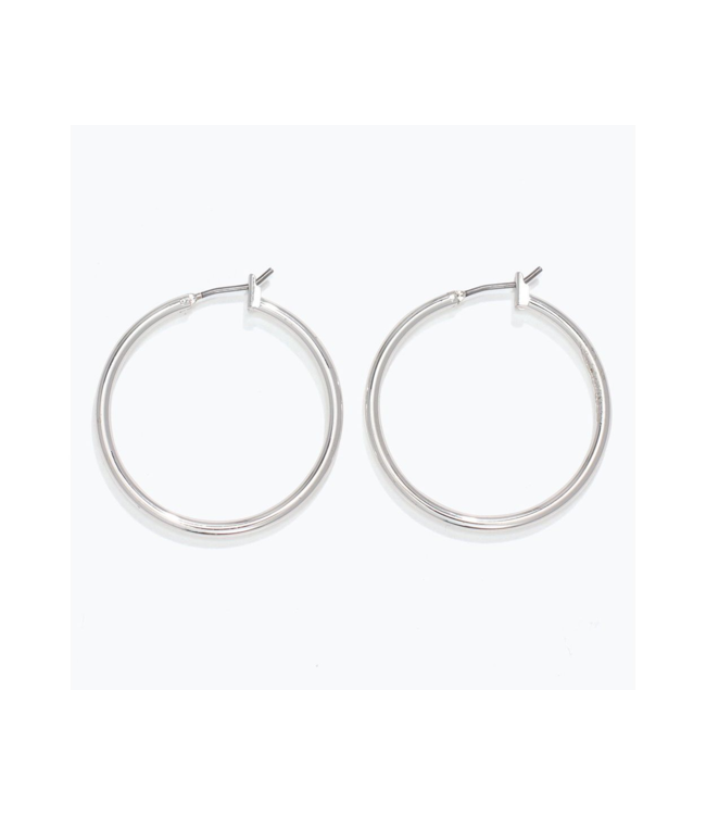 Periwinkle Earrings- 1 inch Silver Hoops