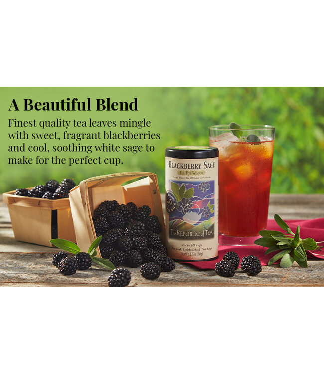 THE REPUBLIC OF TEA Blackberry Sage Black Tea Bags-50 Count
