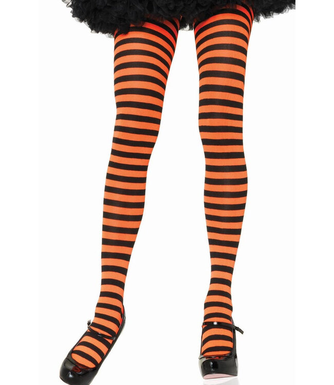 LEG AVENUE STRIPED TIGHTS BLACK/ORANGE