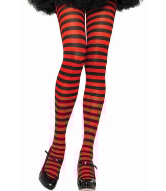 LEG AVENUE STRIPED TIGHTS BLACK/RED