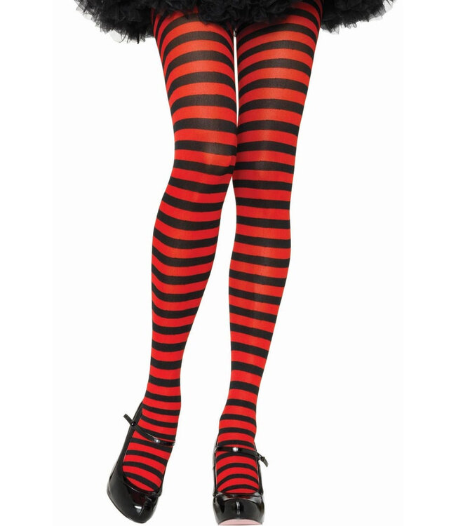 LEG AVENUE STRIPED TIGHTS BLACK/RED
