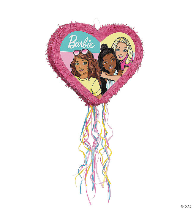 UNIQUE INDUSTRIES INC 20" x 16" Pink Barbie™ & Friends Heart-Shaped Pull-String Piñata