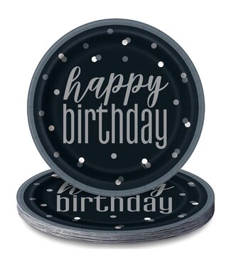 UNIQUE INDUSTRIES INC Glitz Black & Silver Dinner Plates - 8 Count