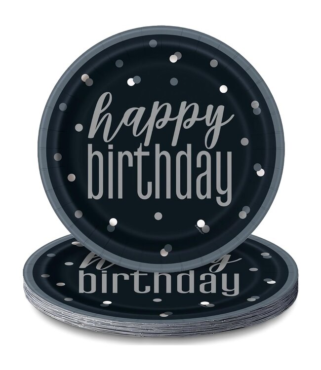 UNIQUE INDUSTRIES INC Glitz Black & Silver Dinner Plates - 8 Count