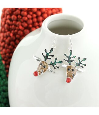 SEASONS JEWELRY GLITTER REINDEER EARRINGS