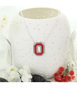 SEASONS JEWELRY OHIO STATE CRYSTAL LOGO NECKLACE