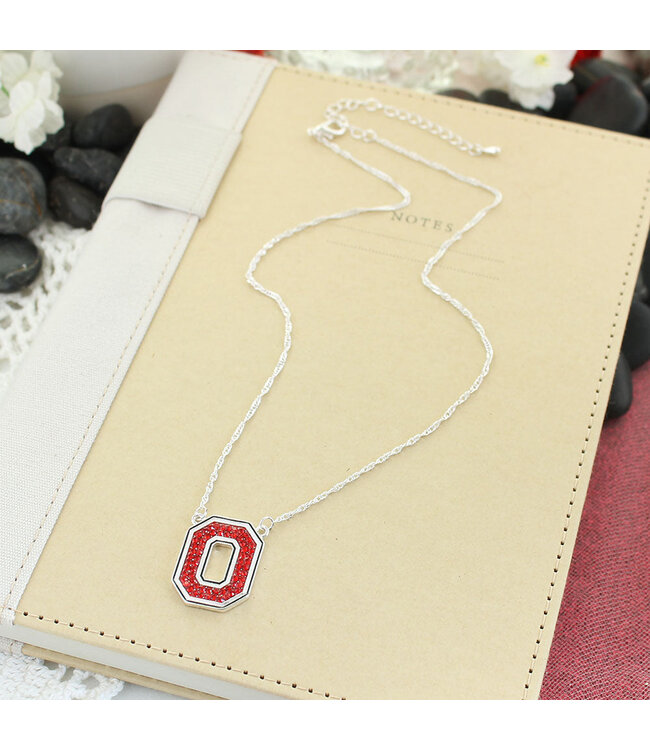 SEASONS JEWELRY OHIO STATE CRYSTAL LOGO NECKLACE