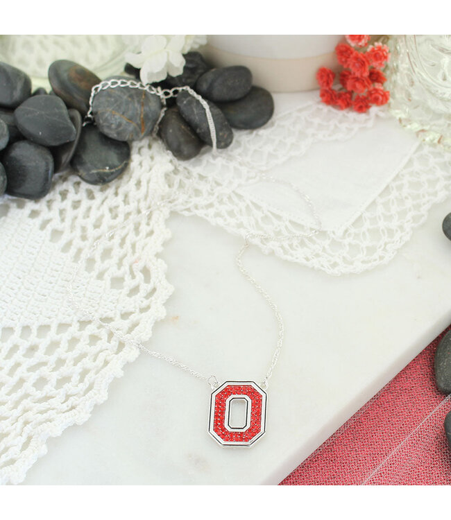 SEASONS JEWELRY OHIO STATE CRYSTAL LOGO NECKLACE