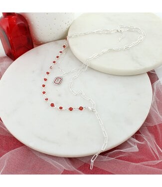 SEASONS JEWELRY OHIO STATE LOGO PAPERCLIP CHAIN NECKLACE